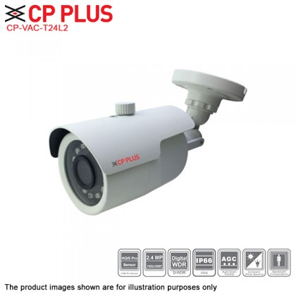 CP Plus CP-VAC-T24L2 2.4MP Full HD 3.6mm 20m Outdoor IR Bullet AHD TVI CVI CVBS CCTV Camera
